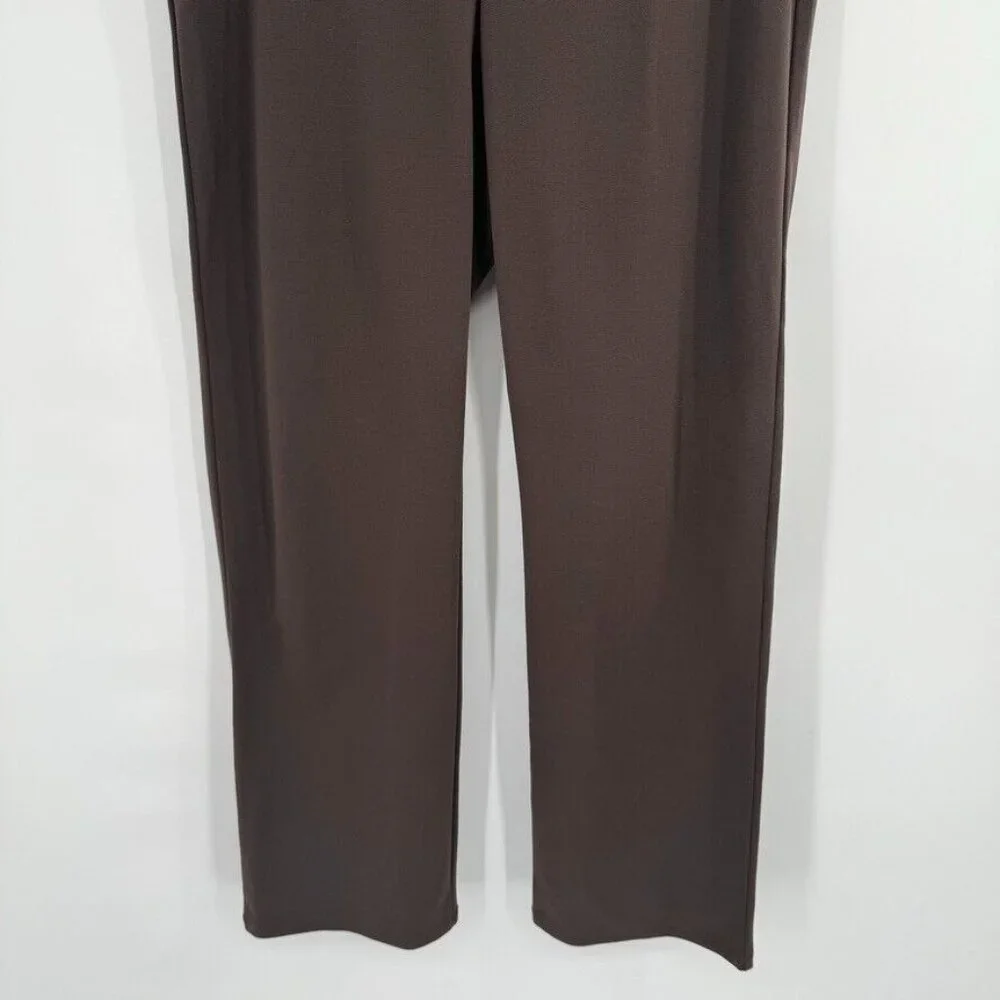 Eileen Fisher womens Brown Ponte Knit Elastic Waist Pull On Pants Size large